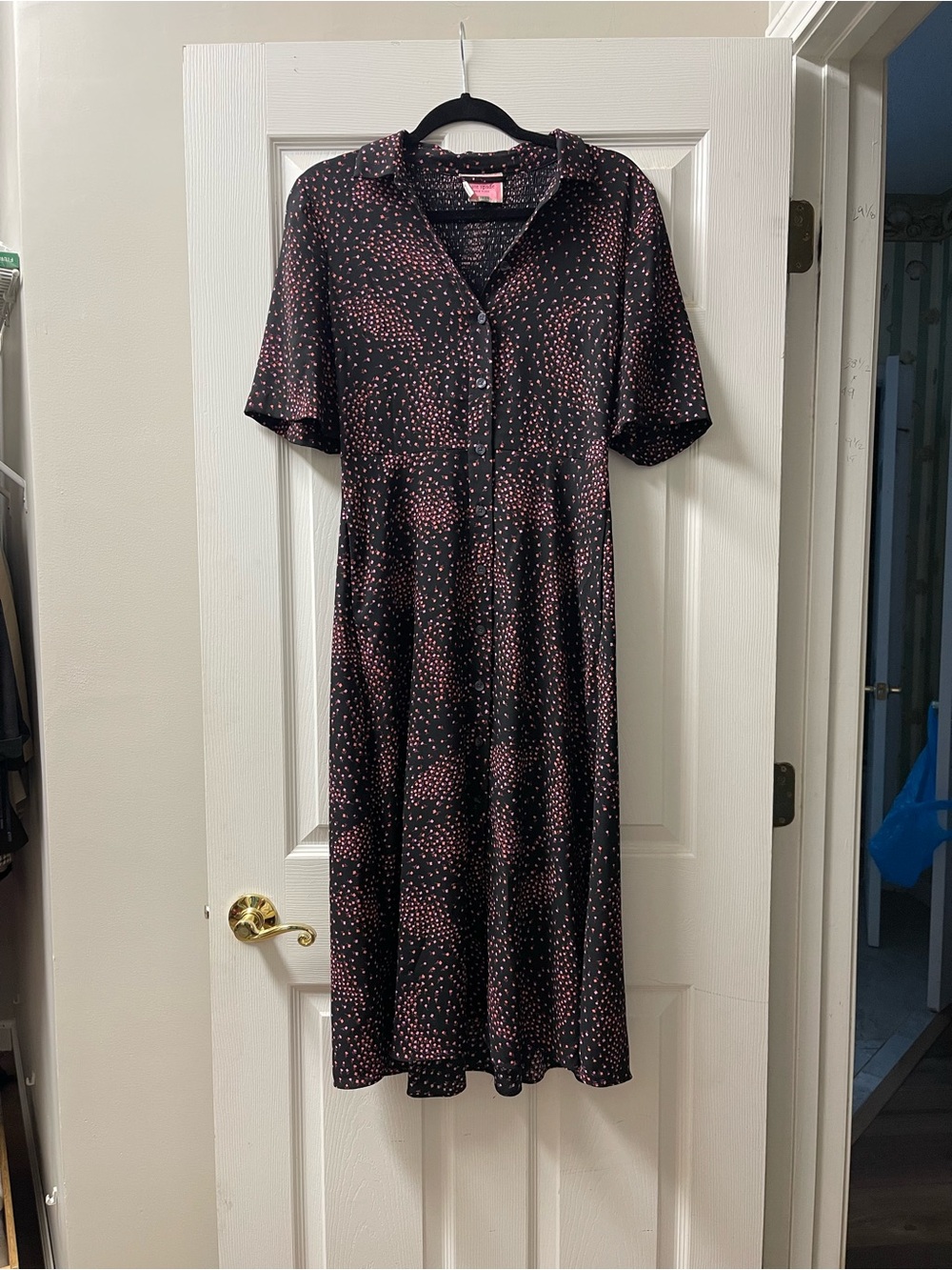 kate spade Black Midi Dress with Pink Dot Print